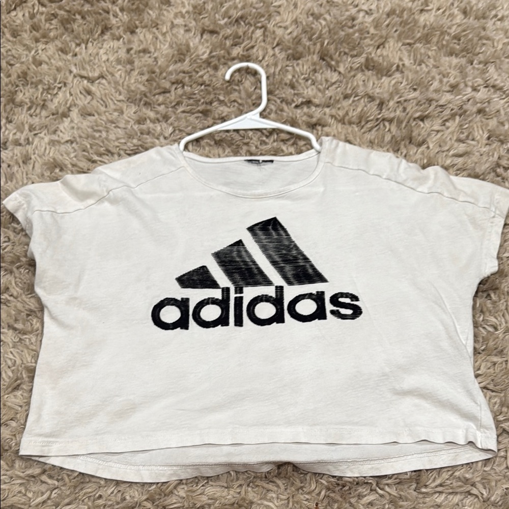 Adidas White Tee with Black Logo